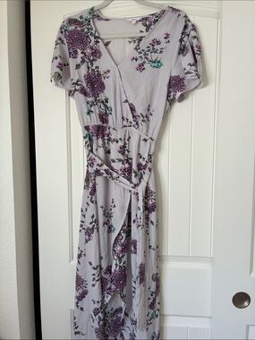 Lavender Floral Wrap Maxi Dress with Purple Print with shorts!
